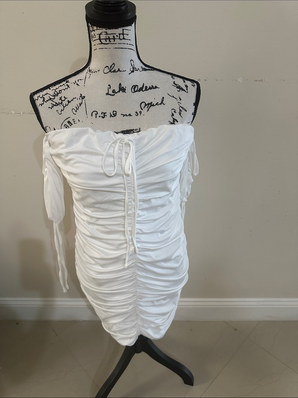 Fashion Nova White Strapless Ruched Mini Dress